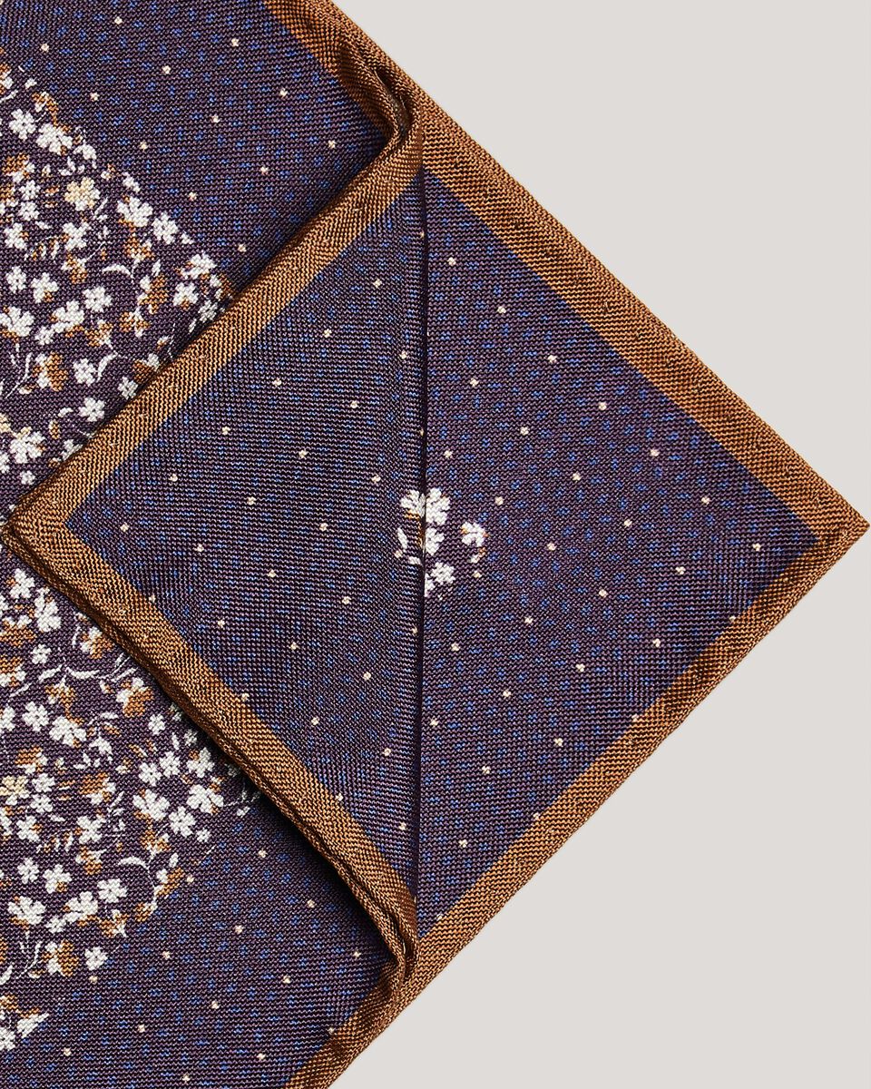 Ditsy Floral Printed Pocket Square With Contrast Border